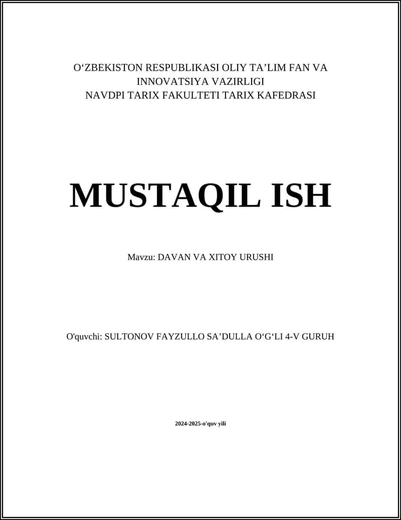 DAVAN VA XITOY URUSHI 1