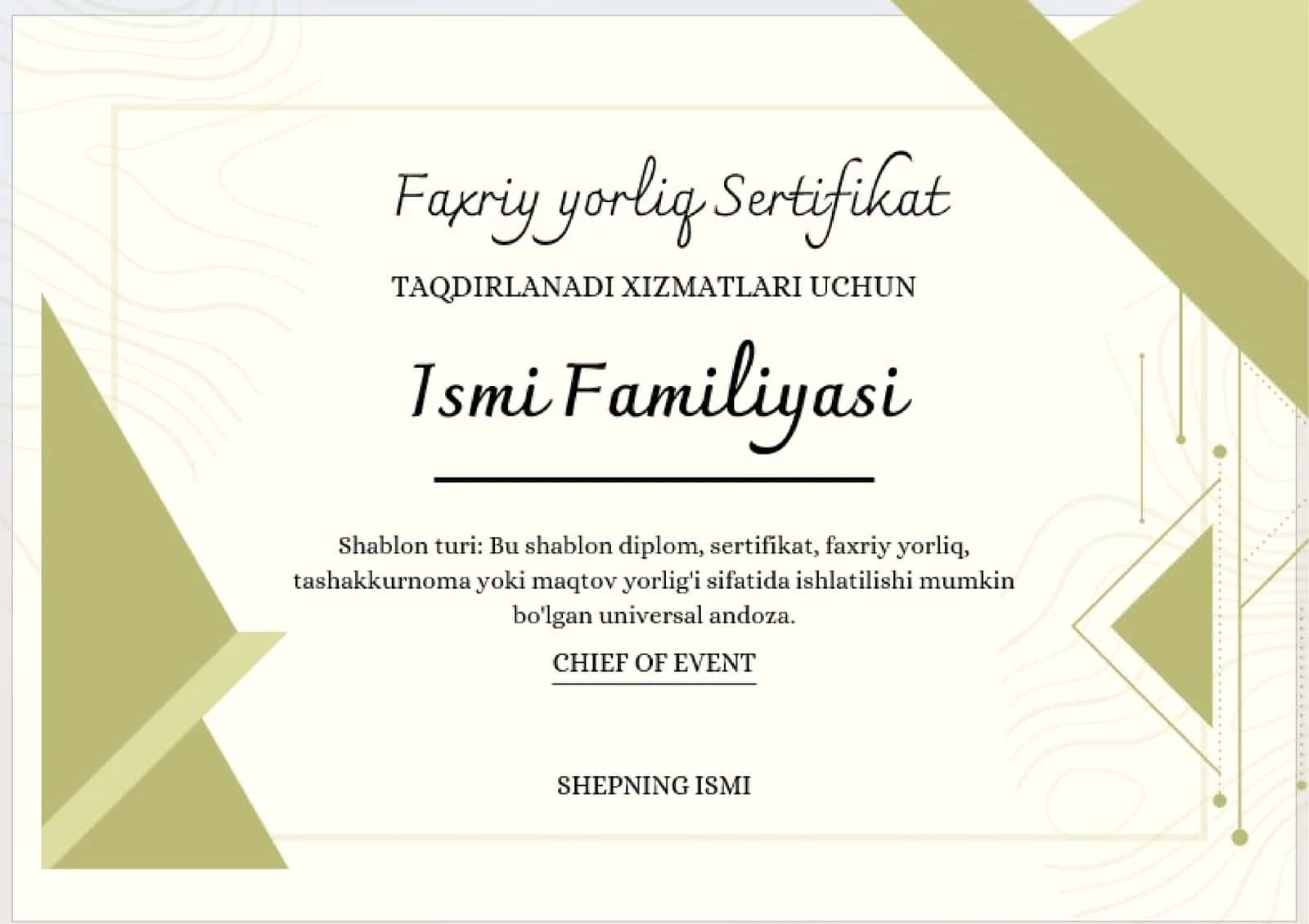 Faxriy yorliq Sertifikat 1