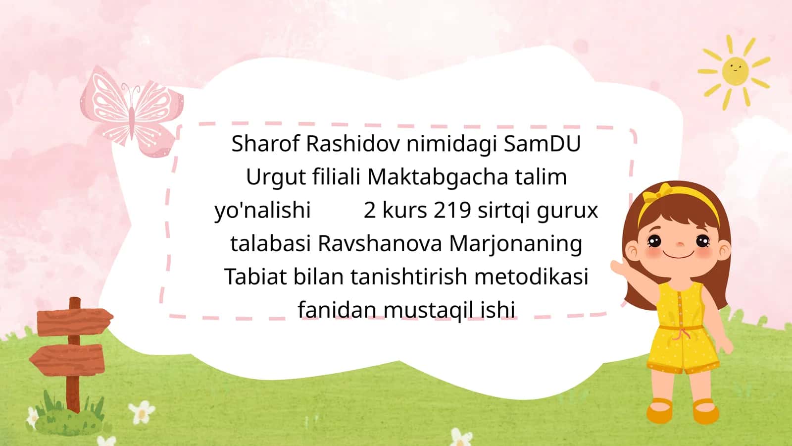 Tabiat bilan tanishtirish metodikasi fanidan mustaqil ishi 1