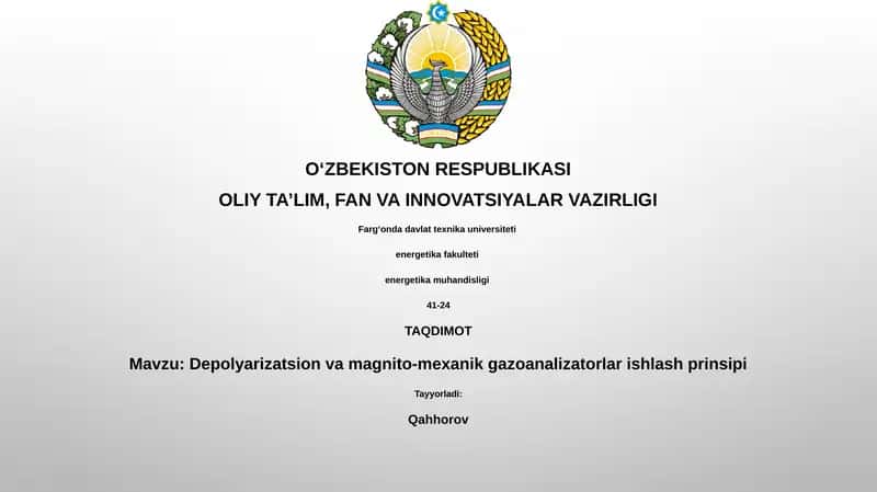 Depolyarizatsion va magnito-mexanik gazoanalizatorlar ishlash prinsipi 1