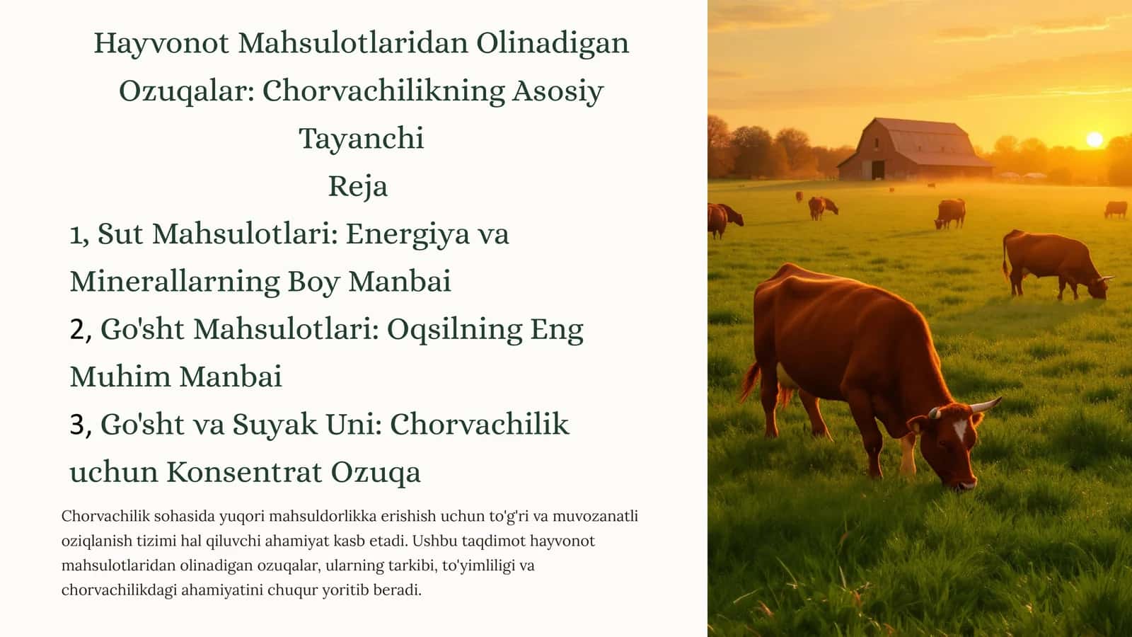 Chorvachilikning Asosiy Tayanchi 1