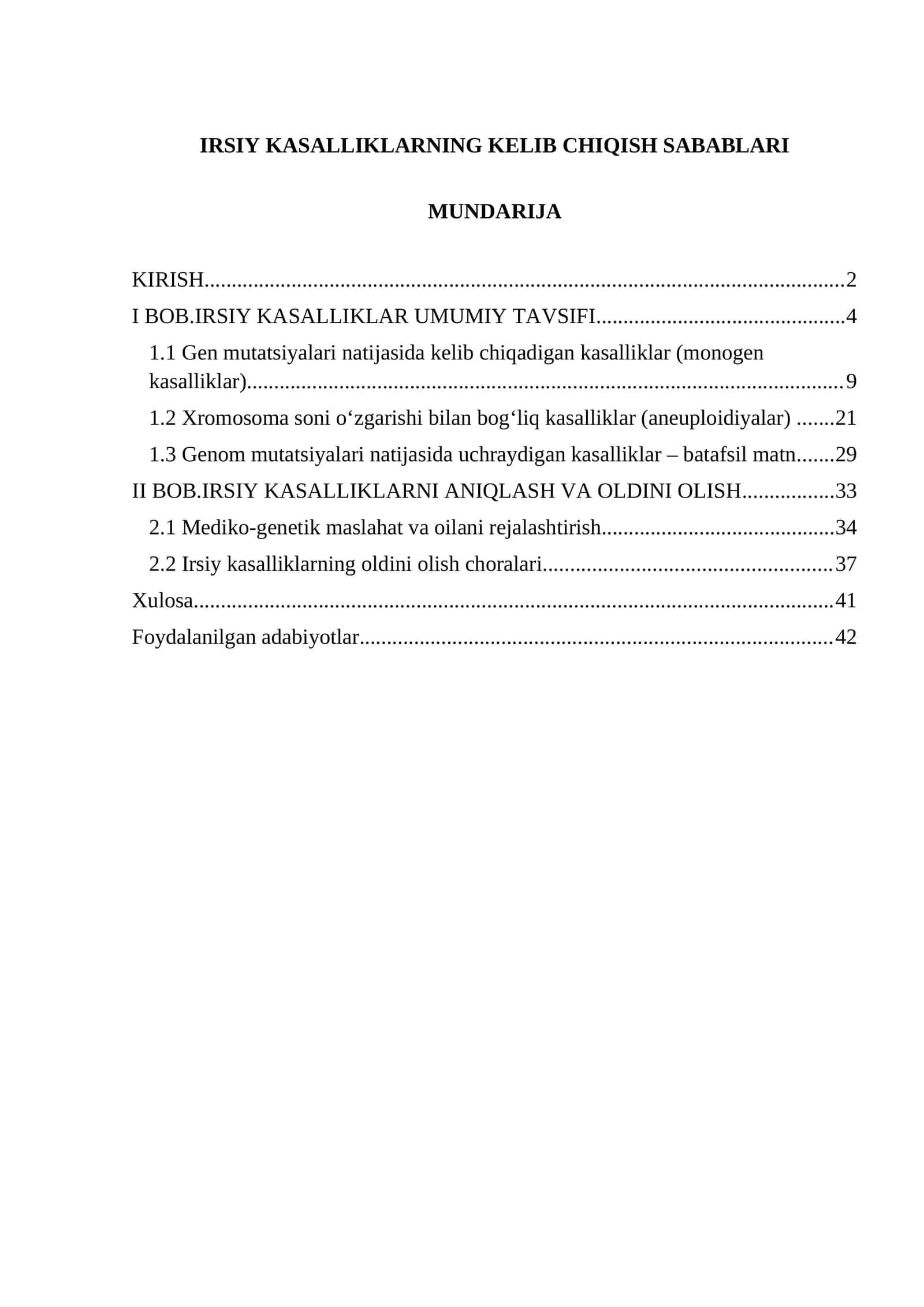 IRSIY KASALLIKLARNING KELIB CHIQISH SABABLARI 1