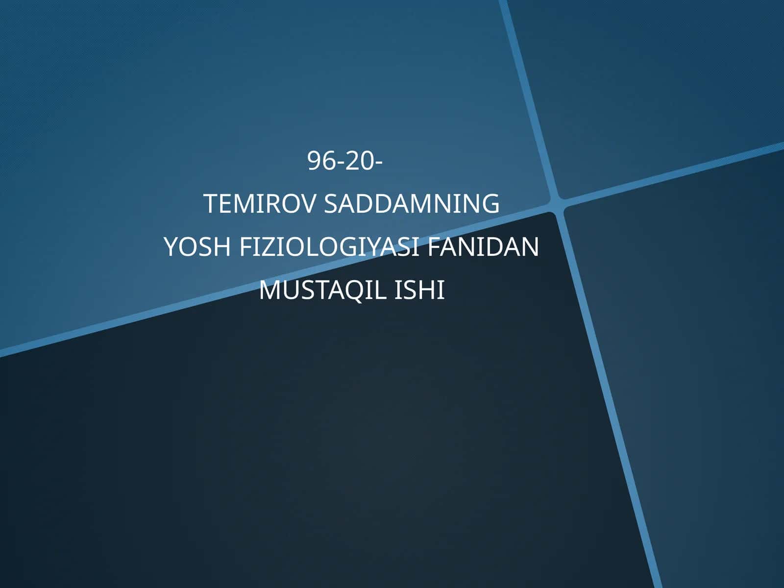 Yosh fiziologiyasi 1