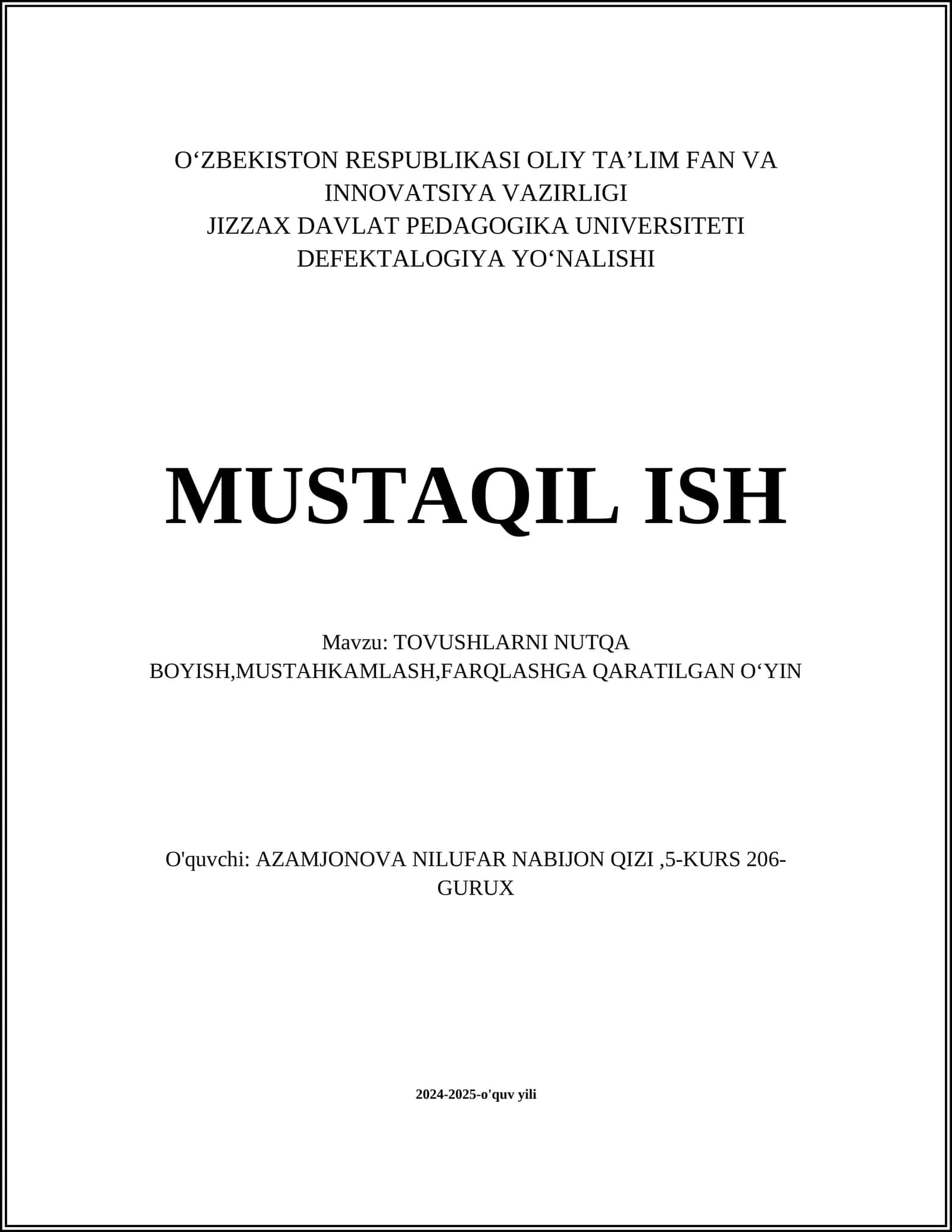 TOVUSHLARNI NUTQA BOYISH 1
