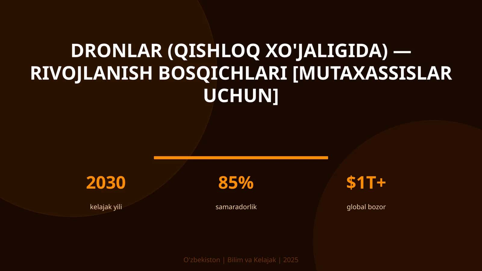 DRONLAR (QISHLOQ XO'JALIGIDA) — RIVOJLANISH BOSQICHLARI [MUTAXASSISLAR UCHUN] 1