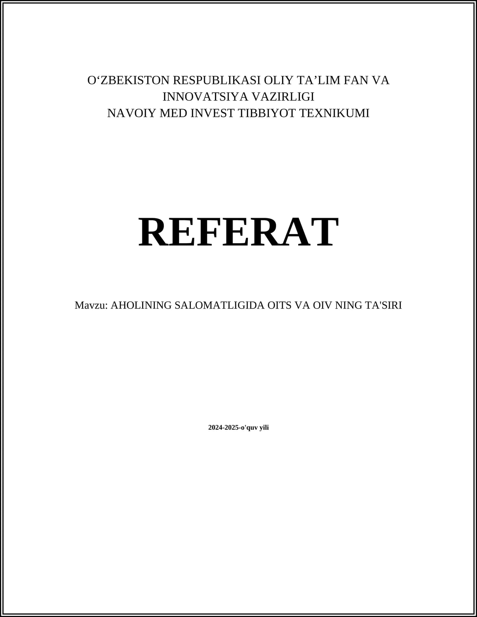 AHOLINING SALOMATLIGIDA OITS VA OIV NING TA'SIRI 1