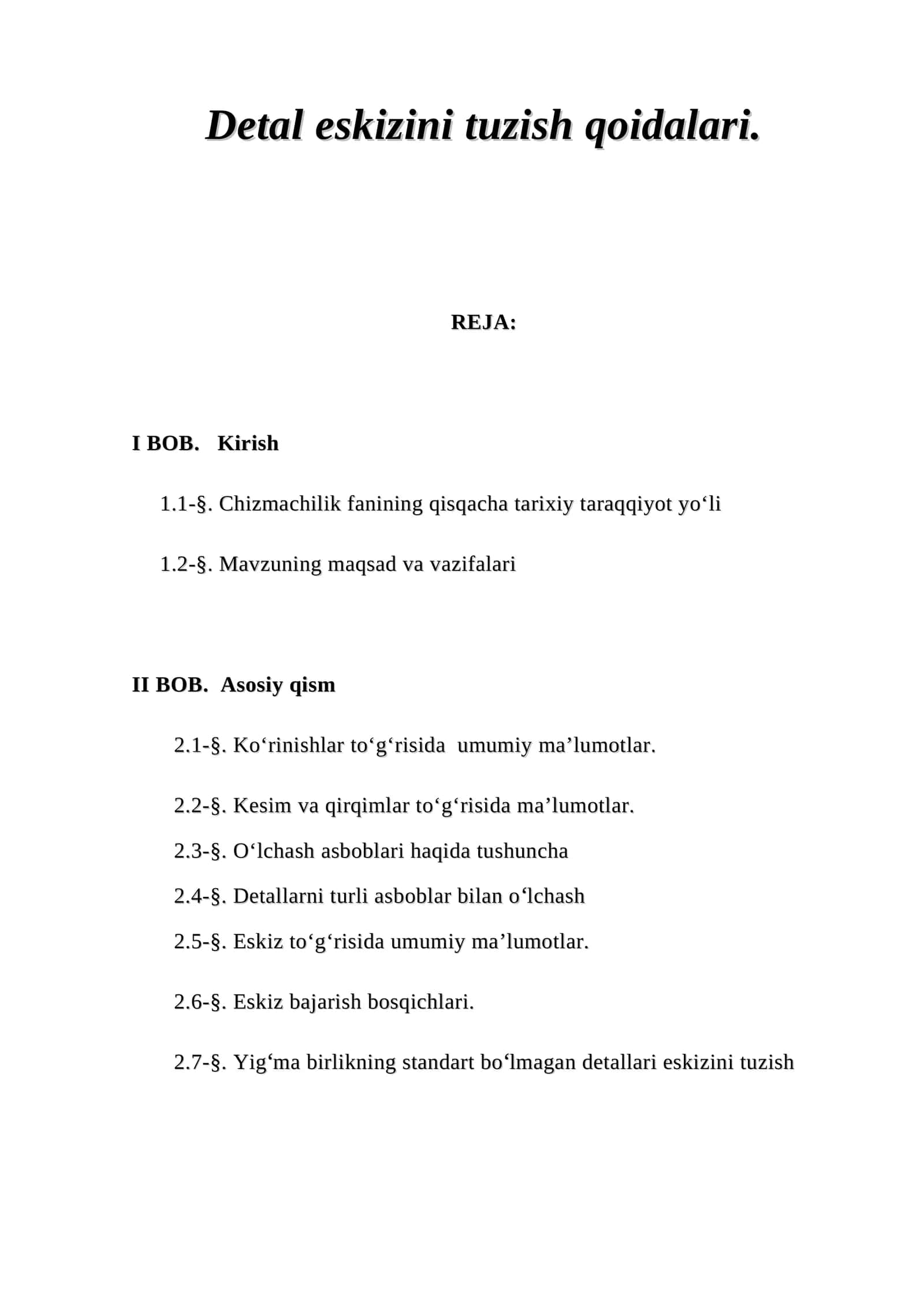 Detal eskizini tuzish qoidalari 1