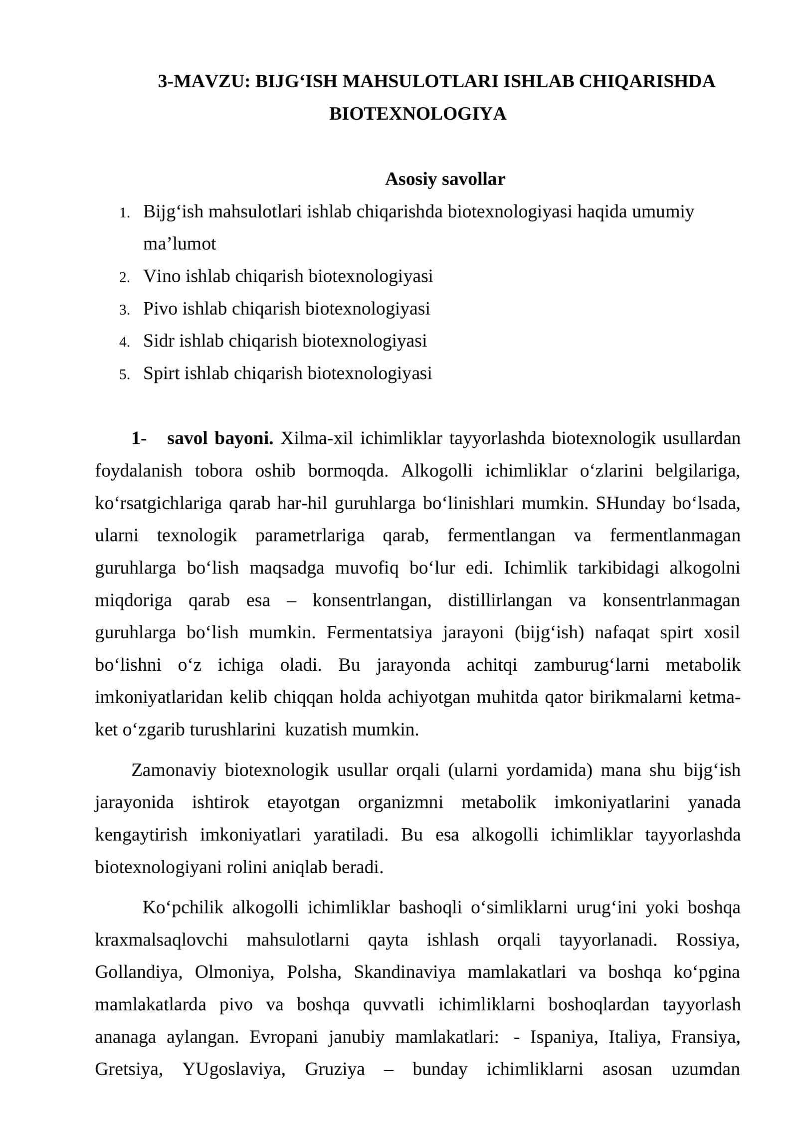 BIJG‘ISH MAHSULOTLARI ISHLAB CHIQARISHDA BIOTEXNOLOGIYA 1