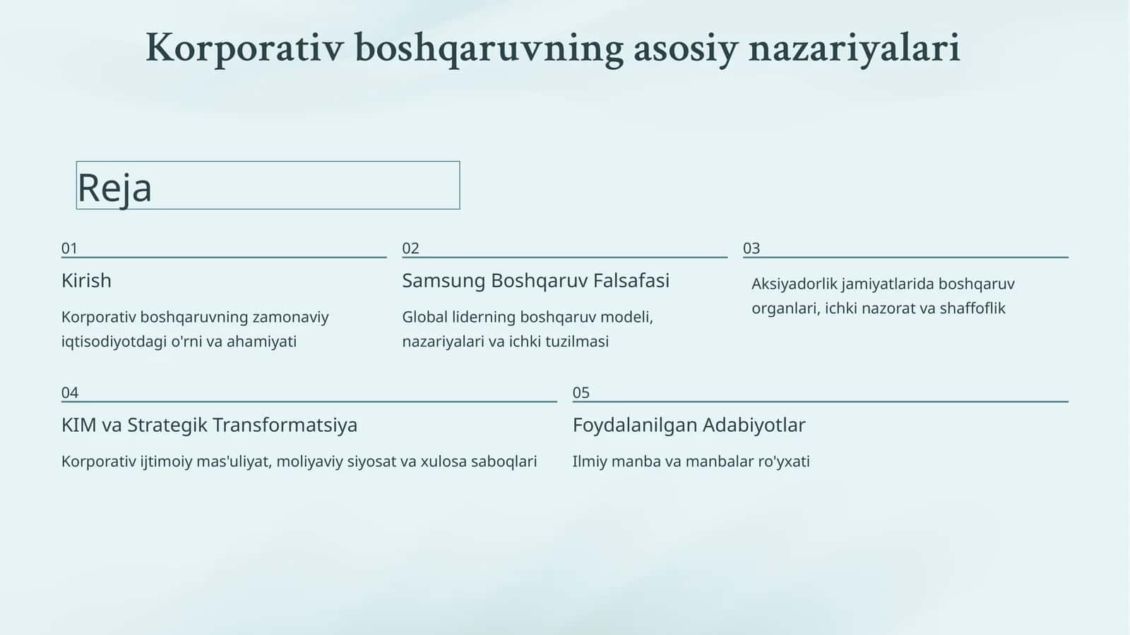 Korporativ boshqaruvning asosiy nazariyalari 1