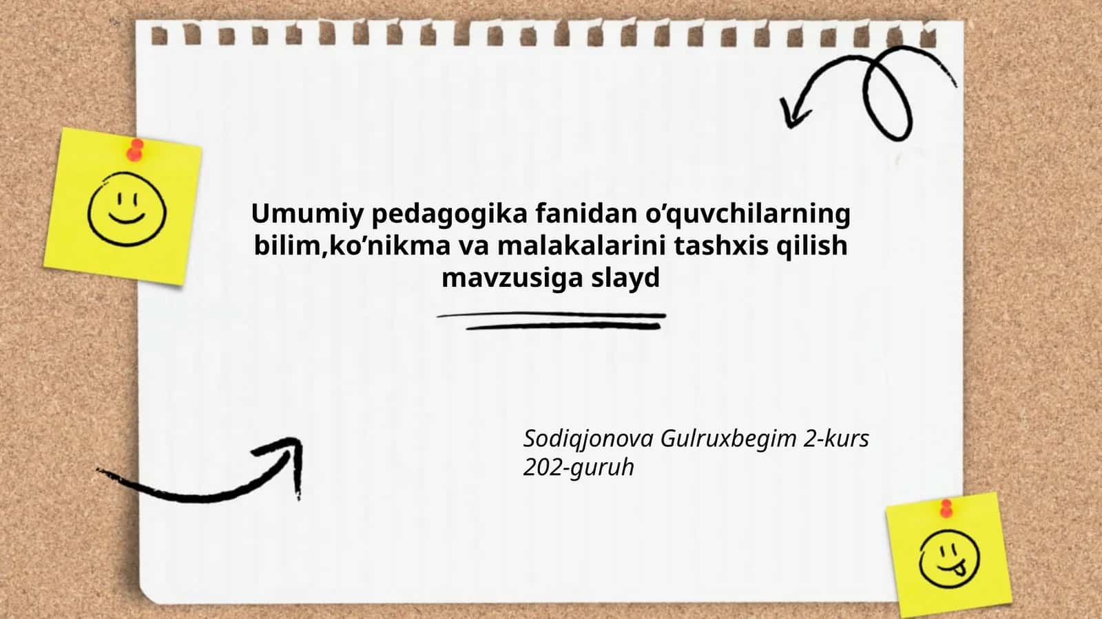 Slayd "O'quvchilarning bilim, ko'nikma va malakalarini tashxis qilish" 1