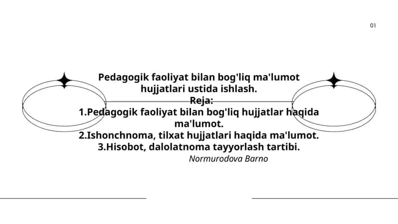 Pedagogik faoliyat bilan bog'liq ma'lumot hujjatlari ustida ishlash 1