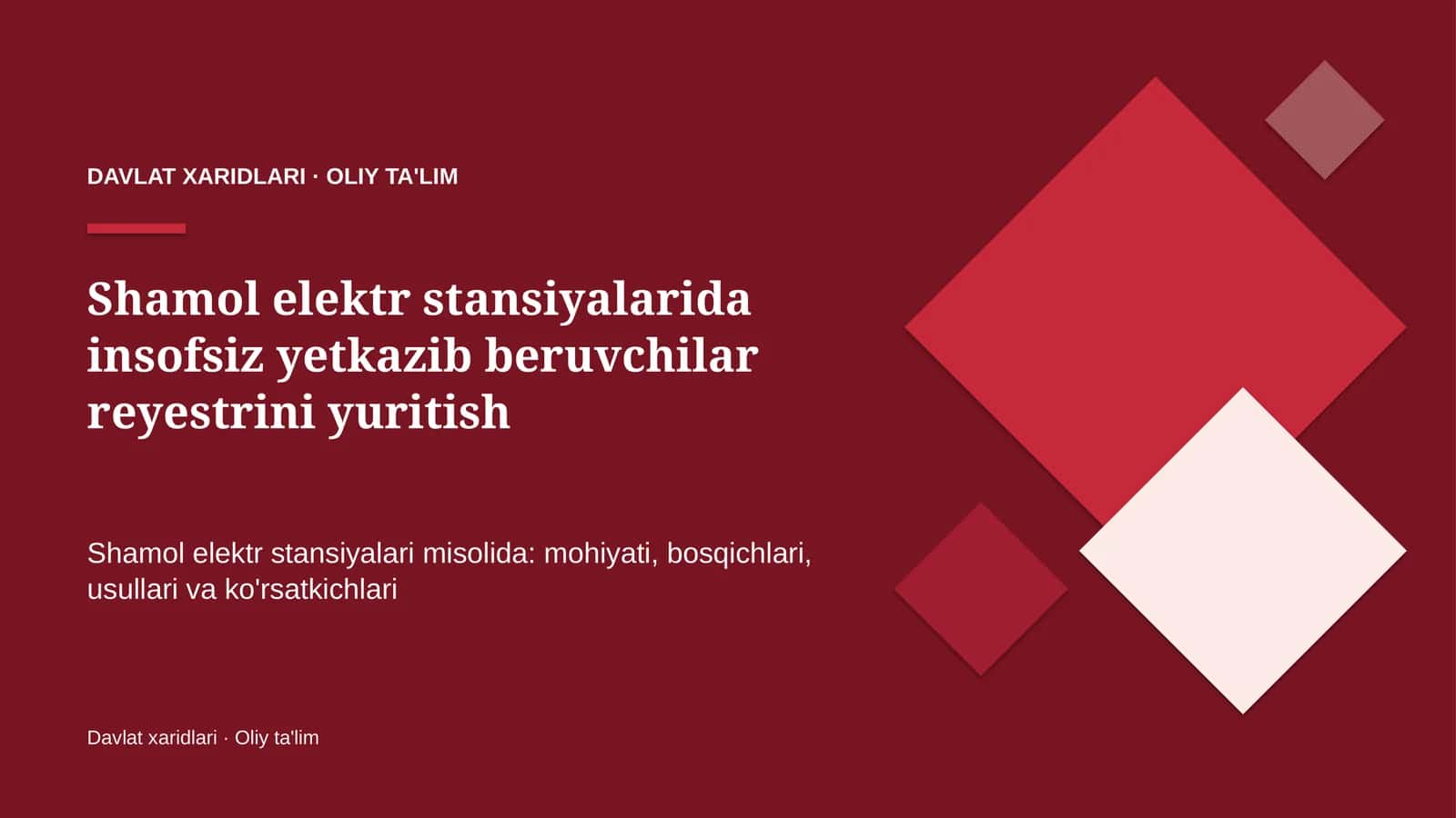 shamol elektr stansiyalarida insofsiz yetkazib beruvchilar reyestrini yuritish 8275 1