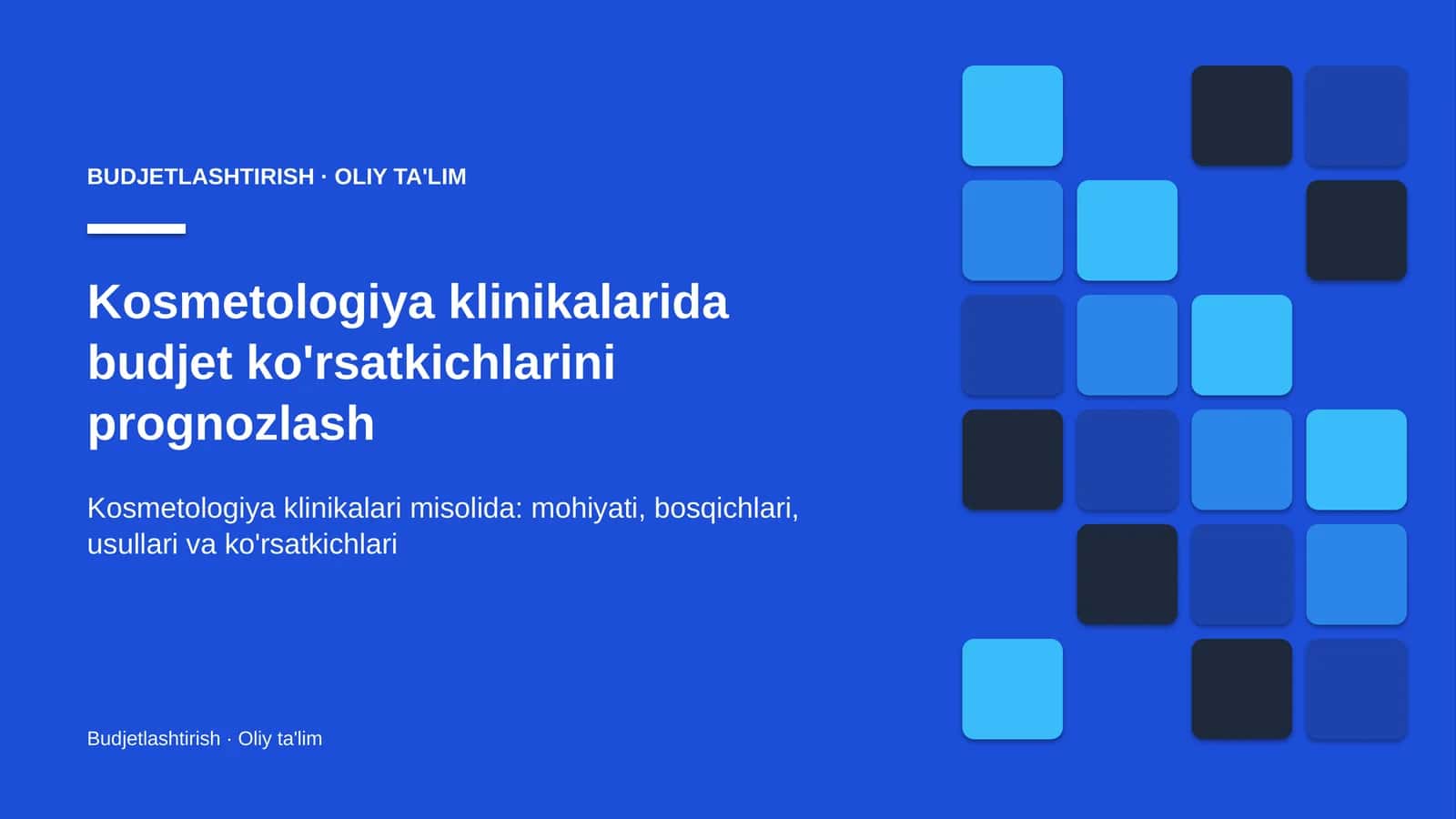 Kosmetologiya klinikalarida budjet ko'rsatkichlarini prognozlash 1