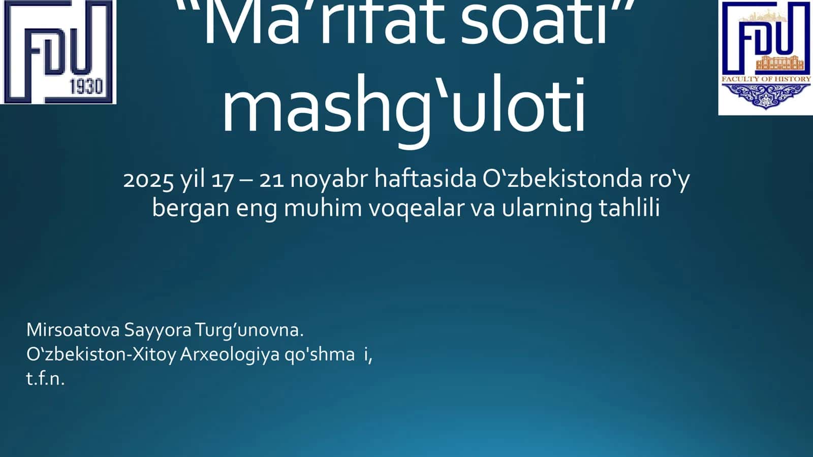 Ma’rifat soati mashg‘uloti 1