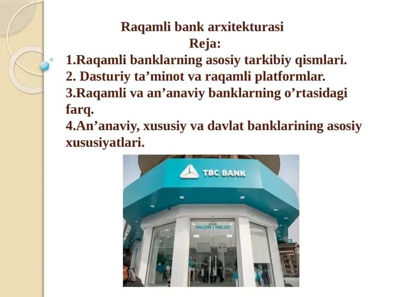 Raqamli bank arxitekturasi 1