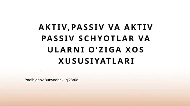 Aktiv hisoblar va ularning xususiyatlari 1