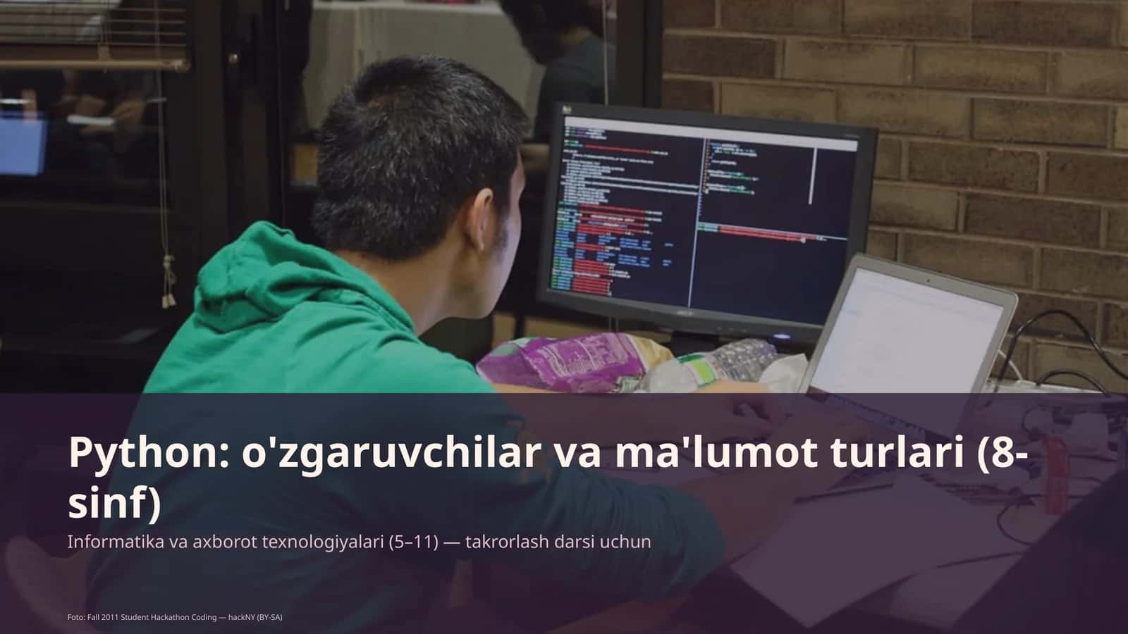 Python: o'zgaruvchilar va ma'lumot turlari (8-sinf) 1
