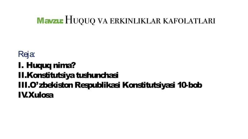Huquq va erkinliklar kafolatlari 1