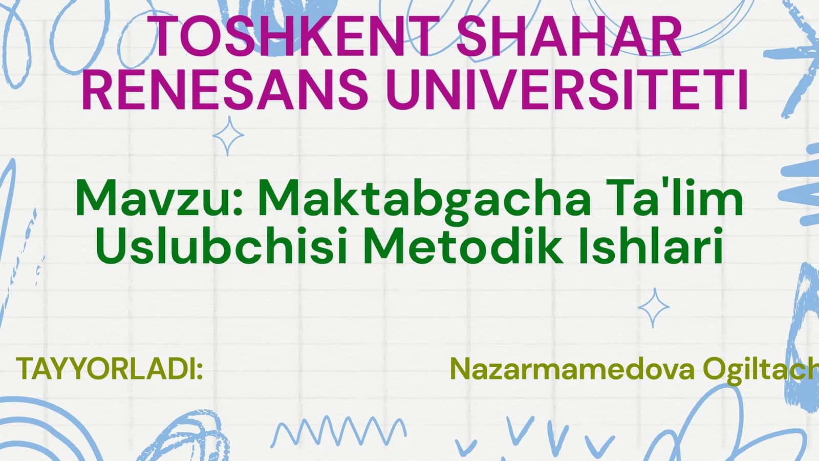 Maktabgacha Ta'lim Uslubchisi Metodik Ishlari 1