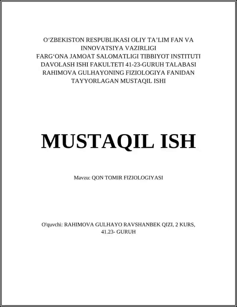 QON TOMIR FIZIOLOGIYASI 1