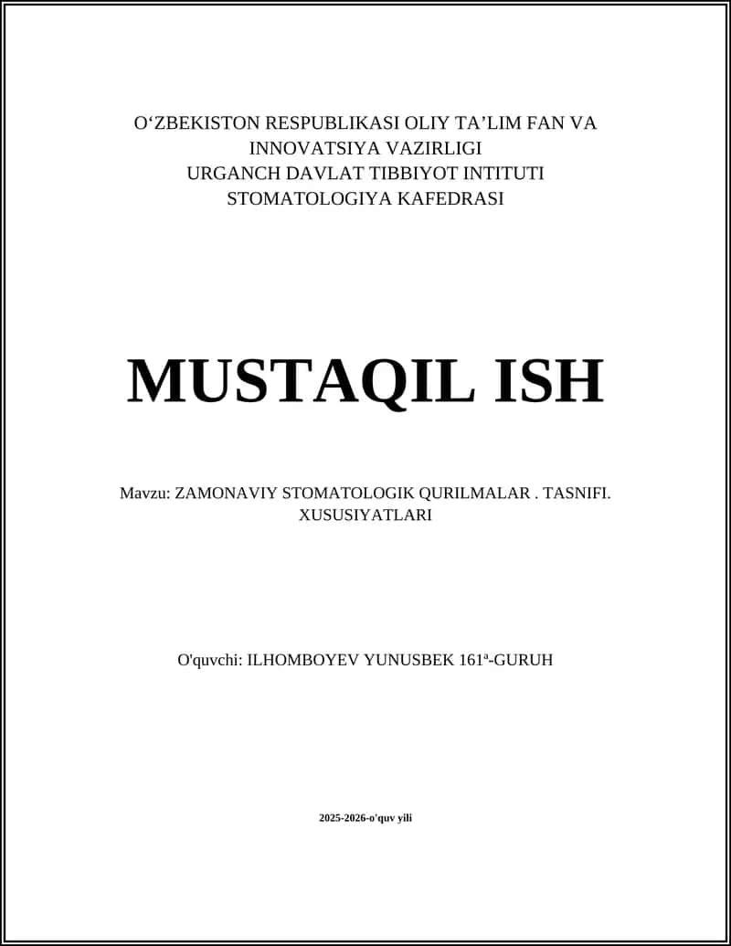 Zamonaviy Stomatologik Qurilmalar 1