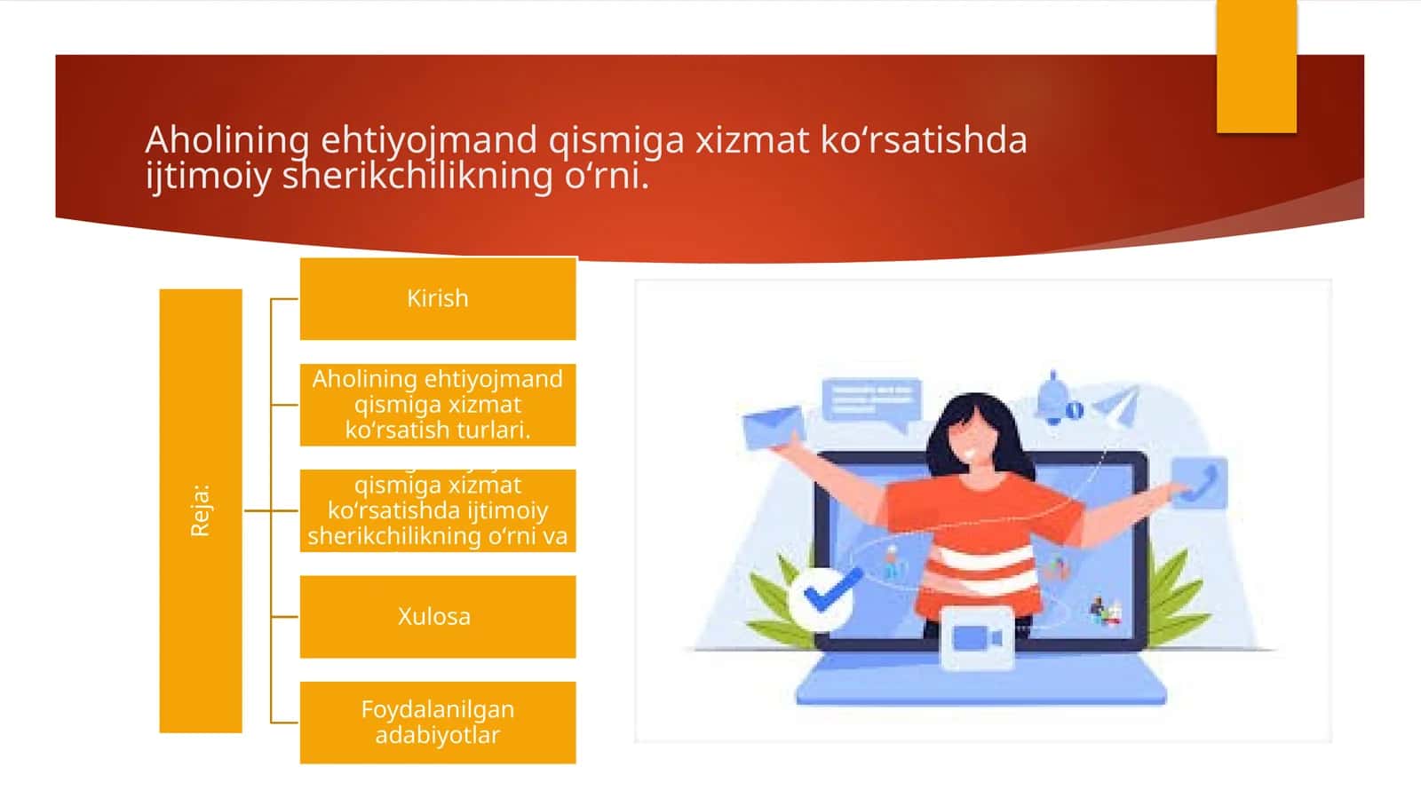Aholining ehtiyojmand qismiga xizmat koʻrsatishda ijtimoiy sherikchilikning oʻrni. 1