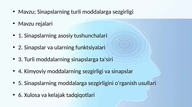 Sinapslarning turli moddalarga sezgirligi 1