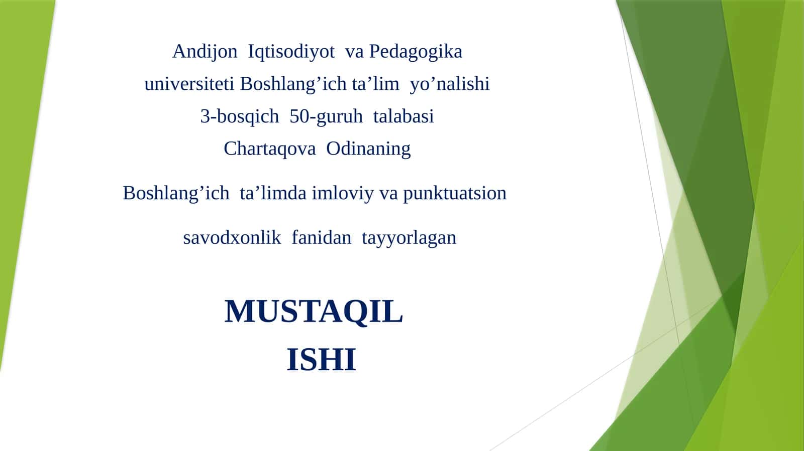 Boshlang’ich ta’lim daimloviy va punktuatsion savodxonlik fani 1