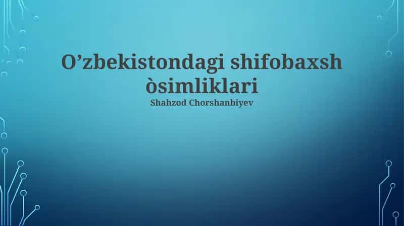 O’zbekistondagi shifobaxsh òsimliklari 1
