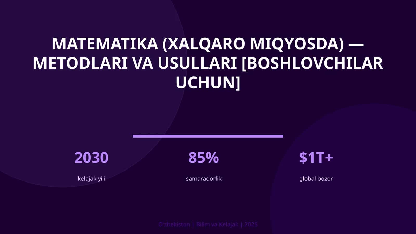Matematika (XALQARO MIQYOSDA) — METODLARI VA USULLARI [BOSHLOVCHILAR UCHUN] 1