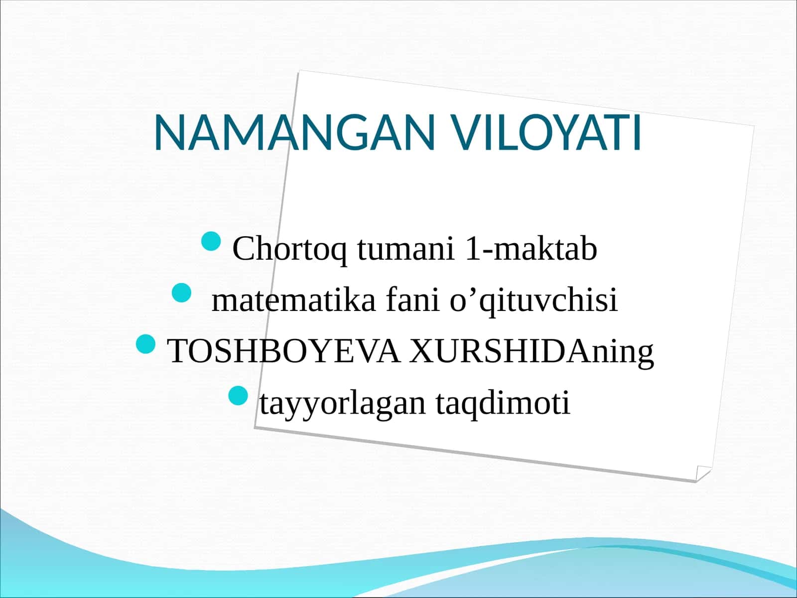 “KOMBINATORIKA ELEMENTLARI, O`RIN ALMASHTIRISH VA GURUHLASH” MAVZUSIGA DOIR MISOLLAR YECHISH 1