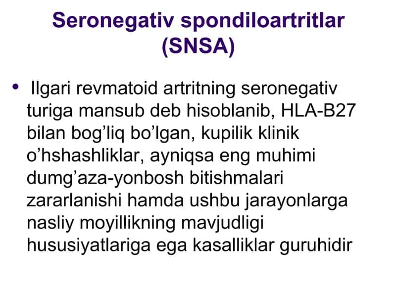 Seronegativ spondiloartritlar (SNSA) 1