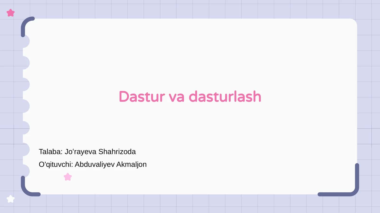 Dastur va dasturlash 1