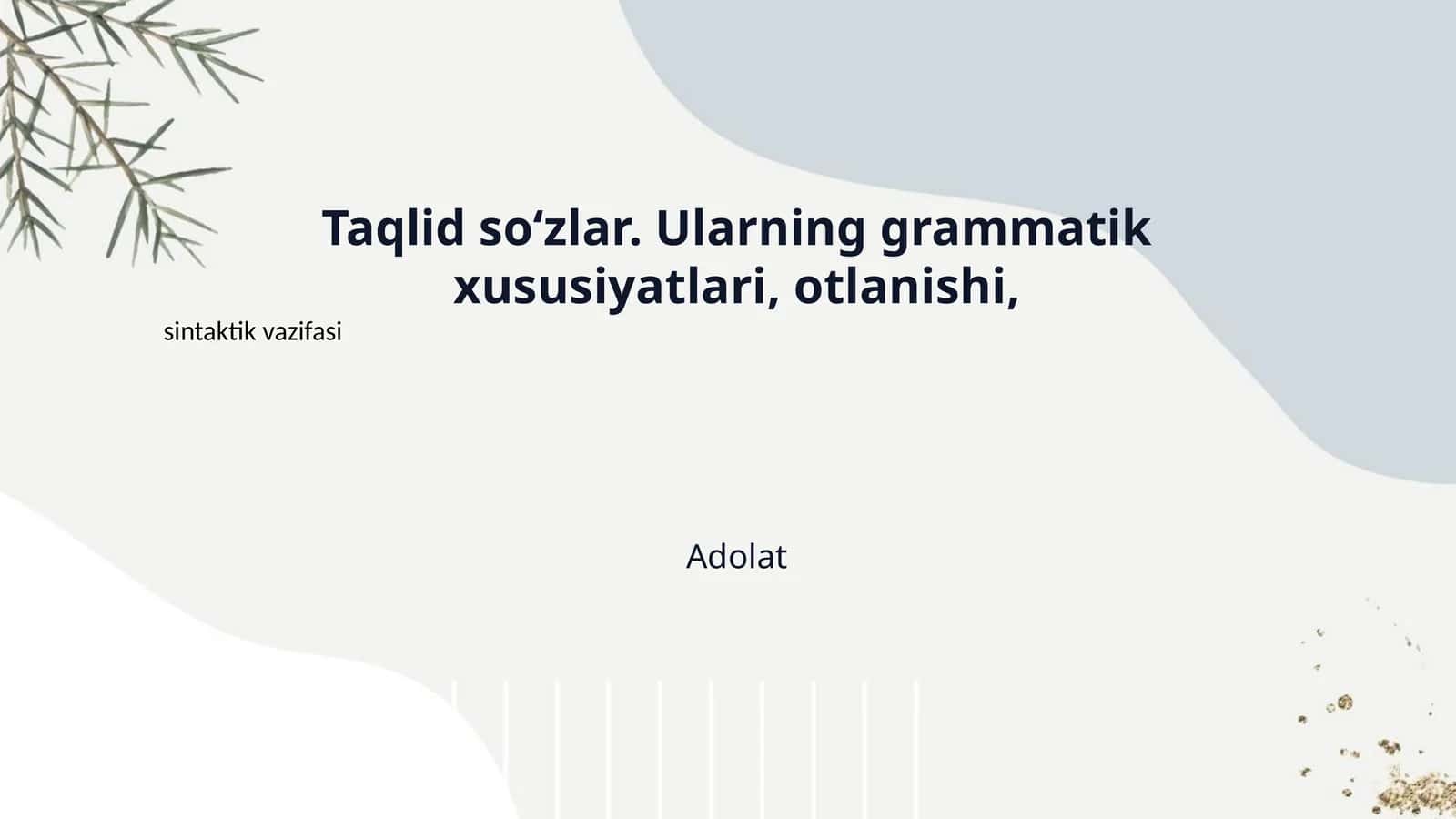 Taqlid so‘zlar. Ularning grammatik xususiyatlari, otlanishi, 1