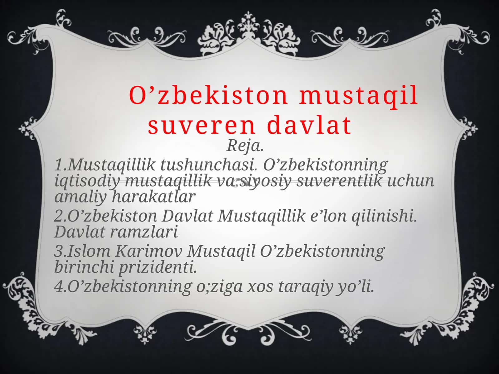 O'zbekiston Mustaqil Suveren Davlat 1