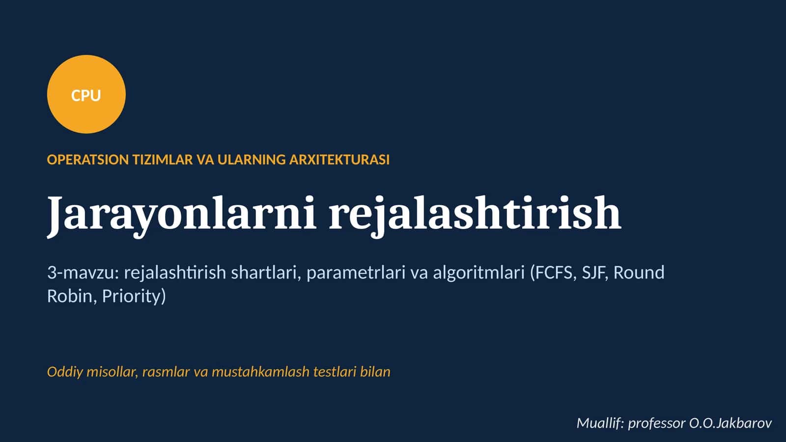 OPERATSION TIZIMLAR VA ULARNING ARXITEKTURASI 1