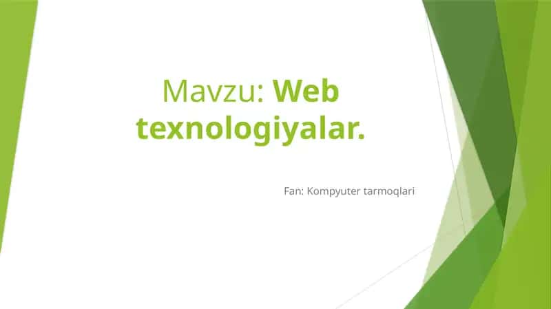 Web texnologiyalar 1
