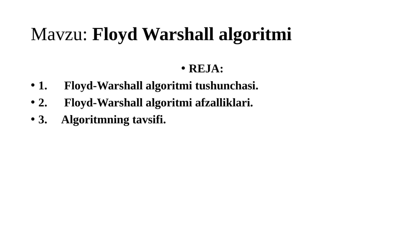 Floyd Warshall algoritmi 1