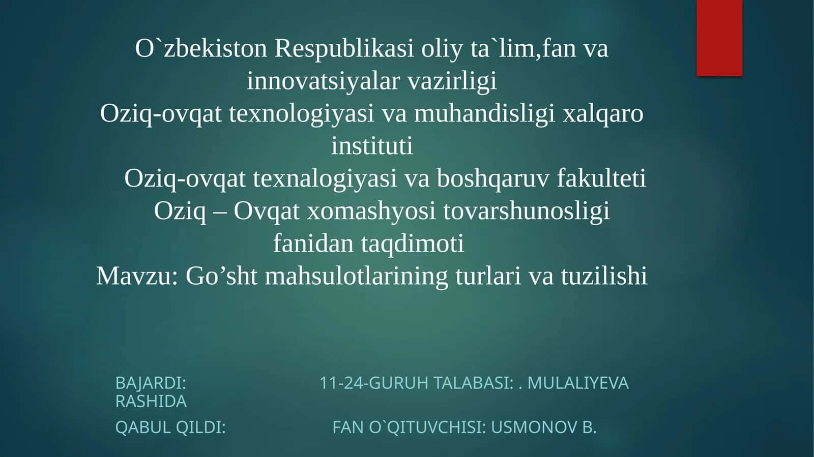 Go’sht mahsulotlarining turlari va tuzilishi 1