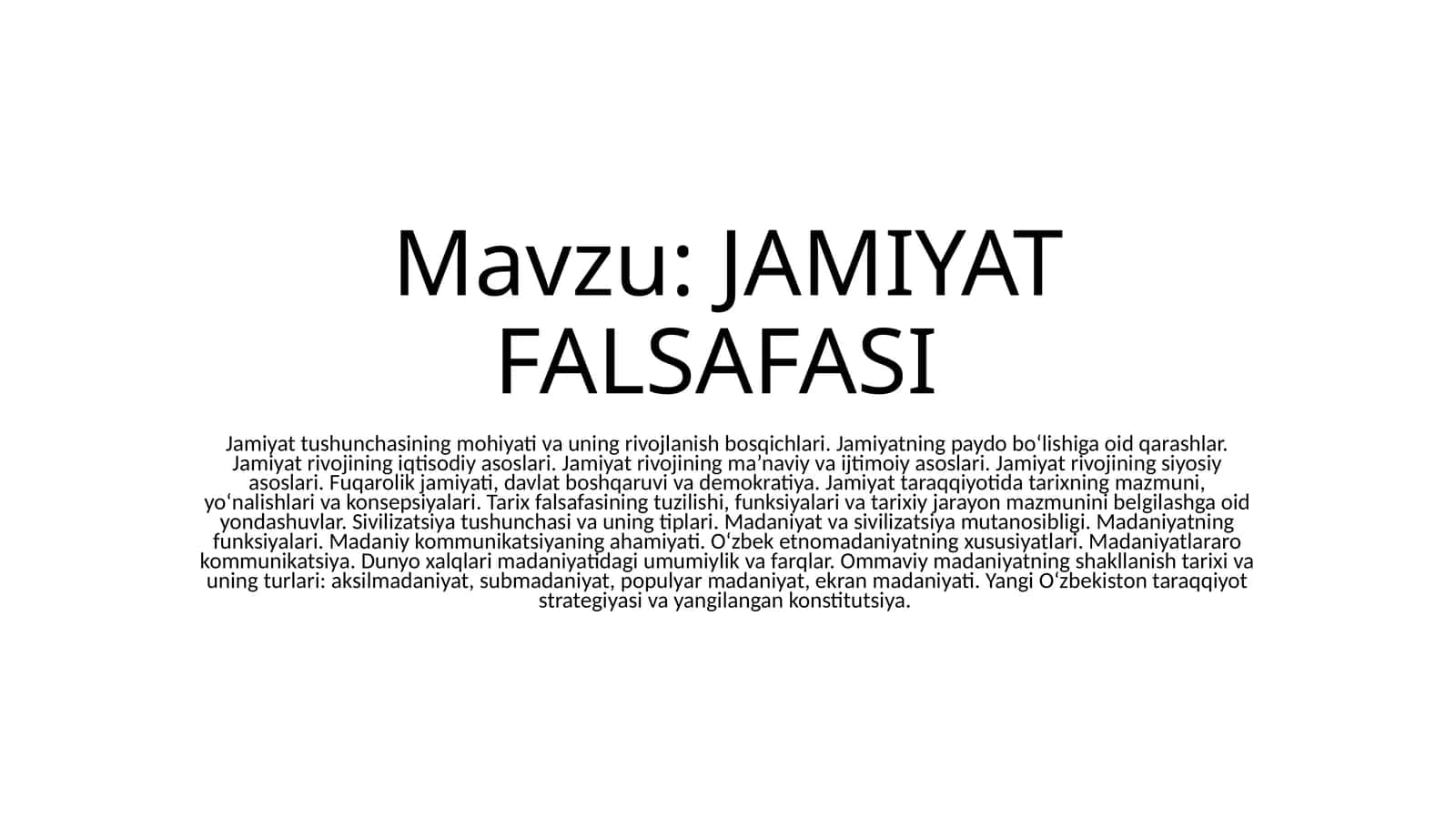 JAMIYAT FALSAFASI 1