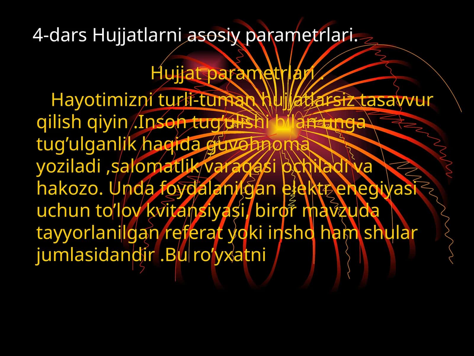 Hujjatlarni asosiy parametrlari 1