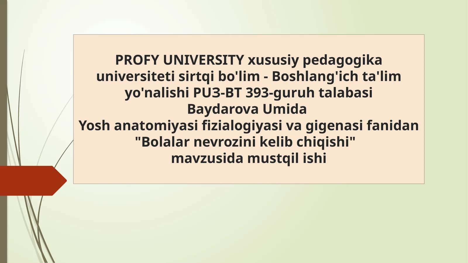 Bolalar nevrozini kelib chiqishi 1