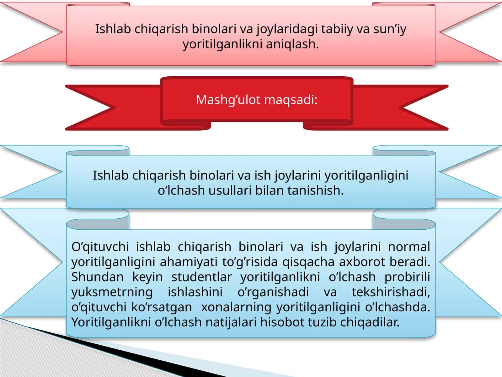 Ishlab chiqarish binolari va joylaridagi tabiiy va sun’iy yoritilganlikni aniqlash 1