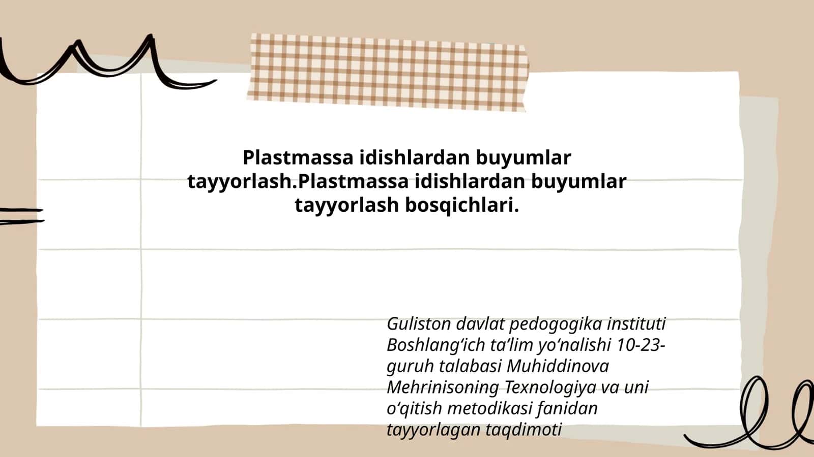 Texnologiya va uni oʻqitish metodikasi 1