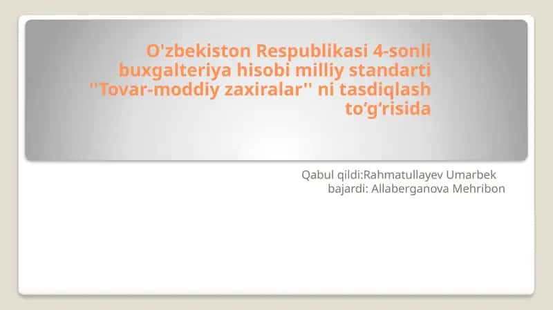 Tovar-moddiy zaxiralar 1