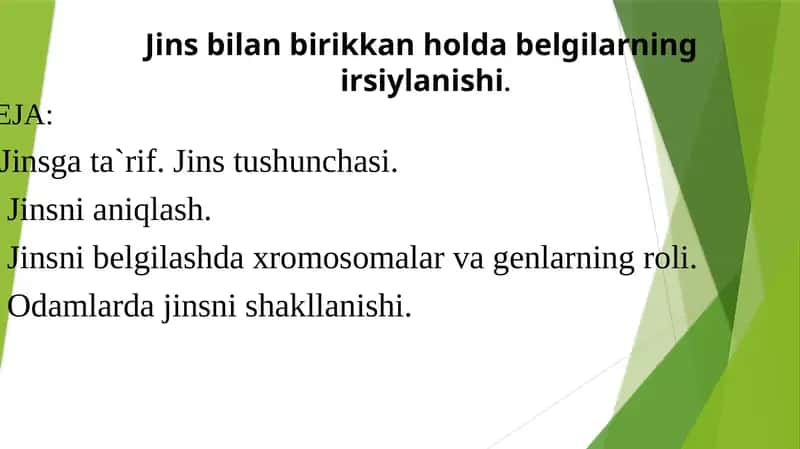 Jins bilan birikkan holda belgilarning  irsiylanishi. 1
