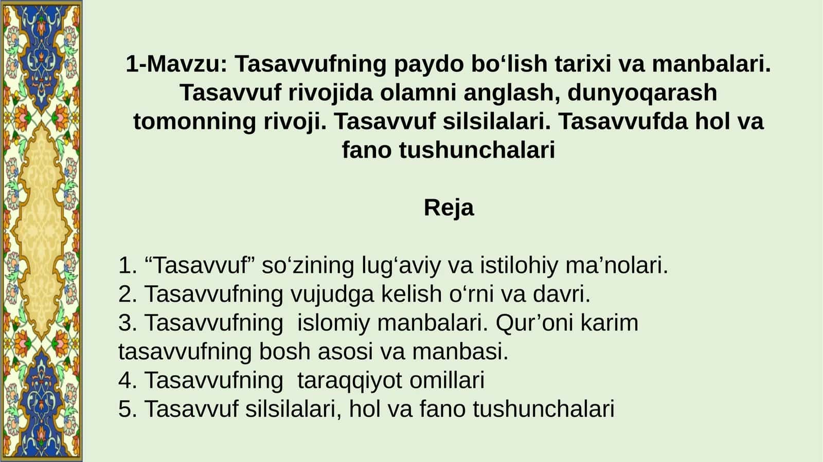 Tasavvufning Paydo Bo'lish Tarixi va Manbalari 1