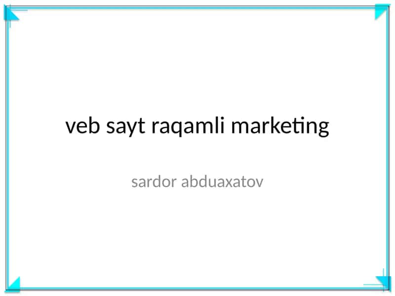 Veb sayt raqamli marketing 1