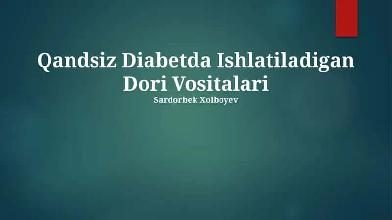 Qandsiz Diabetda Ishlatiladigan Dori Vositalari 1
