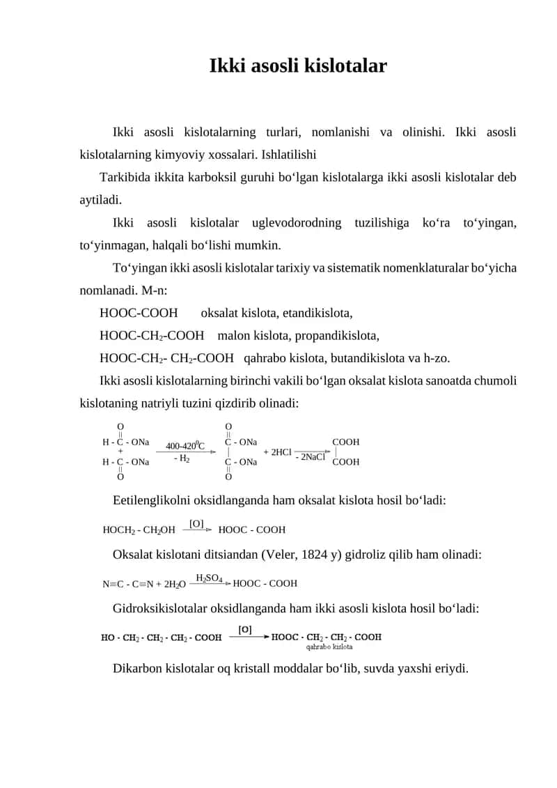 Ikki asosli kislotalar 1
